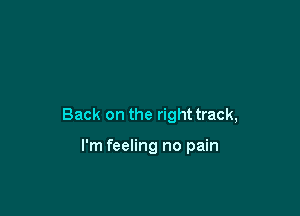 Back on the right track,

I'm feeling no pain