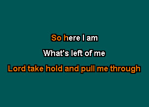 So here I am
What's left of me

Lord take hold and pull me through