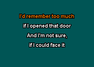 I'd remember too much

ifl opened that door

And I'm not sure,

ifl could face it