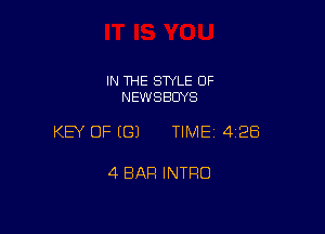 IN THE SWLE OF
NEWSBDYS

KEY OF EGJ TIMEI 428

4 BAR INTRO