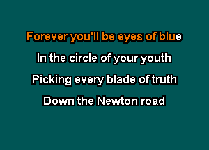 Forever you'll be eyes of blue

In the circle ofyour youth
Picking every blade of truth

Down the Newton road