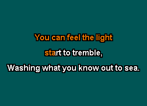 You can feel the light

start to tremble,

Washing what you know out to sea.