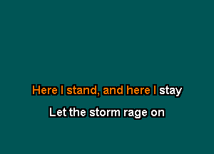 Here I stand, and here I stay

Let the storm rage on