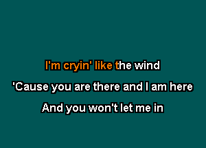 I'm cryin' like the wind

'Cause you are there and I am here

And you won't let me in