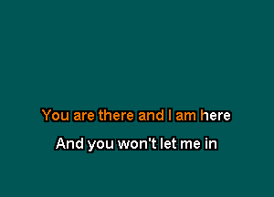 You are there and I am here

And you won't let me in