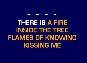 THERE IS A FIRE
INSIDE THE TREE
FLAMES 0F KNOVVING
KISSING ME