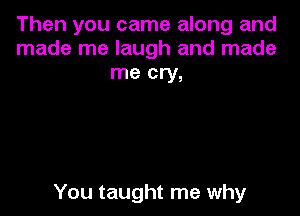 Then you came along and
made me laugh and made
me cry,

You taught me why