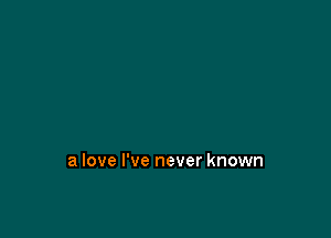a love I've never known