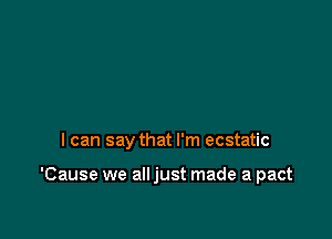 I can say that I'm ecstatic

'Cause we alljust made a pact