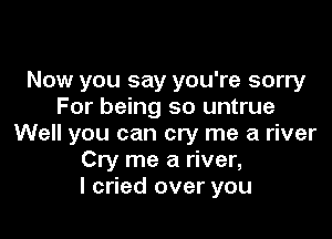 Now you say you're sorry
For being so untrue

Well you can cry me a river
Cry me a river,
I cried over you