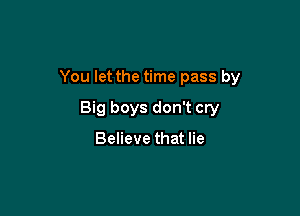 You let the time pass by

Big boys don't cry

Believe that lie