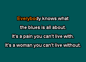 Everybody knows what
the blues is all about.

It's a pain you can't live with.

It's a woman you can't live without.