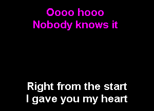 0000 h000
Nobody knows it

Right from the start
I gave you my heart