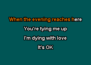 When the evening reaches here

You're tying me up
I'm dying with love
It's OK