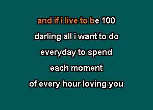and ifi live to be 100
darling all iwant to do
everyday to spend

each moment

of every hour loving you