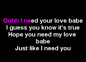 Oohh I need your love babe
I guess you know it's true

Hope you need my love
babe
Just like I need you