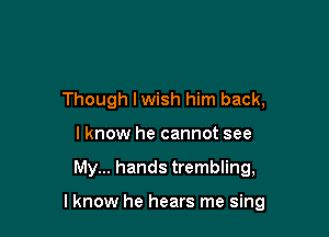 Though Iwish him back,
I know he cannot see

My... hands trembling,

lknow he hears me sing