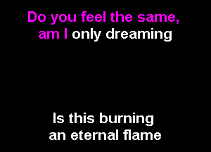 Do you feel the same,
am I only dreaming

Is this burning
an eternal flame
