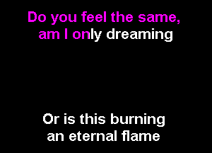 Do you feel the same,
am I only dreaming

Or is this burning
an eternal flame