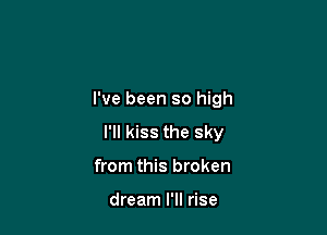 I've been so high

I'll kiss the sky
from this broken

dream I'll rise
