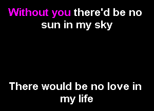 Without you there'd be no
sun in my sky

There would be no love in
my life