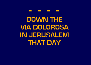 DOWN THE
VIA DOLURDSA

IN JERUSALEM
THAT DAY