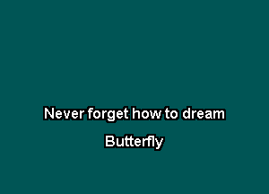 Never forget how to dream
Butterfly