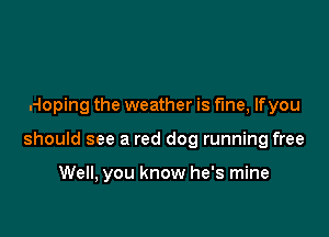 Hoping the weather is fine, lfyou

should see a red dog running free

Well, you know he's mine