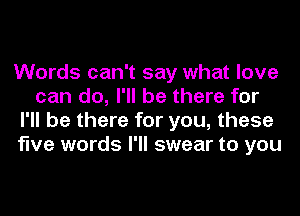 Words can't say what love
can do, I'll be there for
I'll be there for you, these
five words I'll swear to you