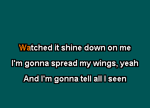 Watched it shine down on me

I'm gonna spread my wings, yeah

And I'm gonna tell all I seen