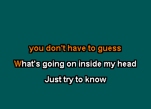 you don't have to guess

What's going on inside my head

Just try to know