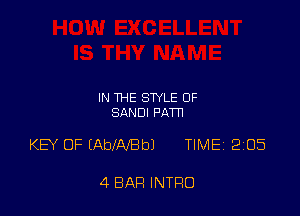 IN THE STYLE OF
SANDI PAT

KEY OF (AblAleJ TIME 2051

4 BAR INTRO