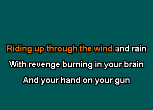 Riding up through the wind and rain

With revenge burning in your brain

And your hand on your gun