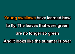 Young swallows have learned how
to fly, The leaves that were green
are no longer so green

And it looks like the summer is over