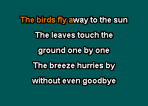 The birds fly away to the sun
The leaves touch the
ground one by one

The breeze hurries by

without even goodbye
