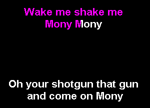 Wake me shake me
Mony Mony

0h your shotgun that gun
and come on Many