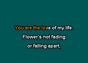 You are the love of my life.

Flower's not fading

or falling apart,