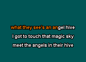 what they see's an angel hive

I got to touch that magic sky

meet the angels in their hive