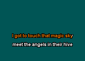 I got to touch that magic sky

meet the angels in their hive