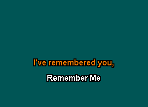 I've remembered you,

Remember Me