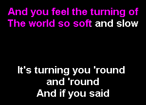 And you feel the turning of
The world so soft and slow

It's turning you 'round
and 'round
And if you said