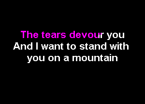 The tears devour you
And I want to stand with

you on a mountain