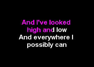 And I've looked
high and low

And everywhere I
possibly can