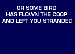 0R SOME BIRD
HAS FLOWN THE COOP
AND LEFT YOU STRANDED