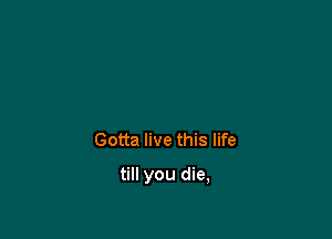 Gotta live this life

till you die,