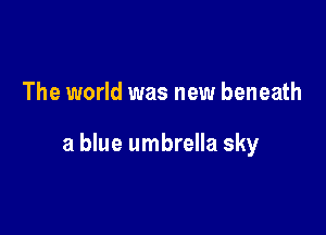 The world was new beneath

a blue umbrella sky