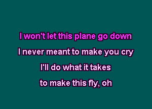 lwon't let this plane 90 down

I never meant to make you cry

I'll do what it takes
to make this fly, oh
