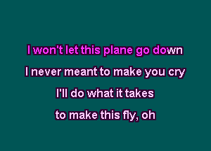 lwon't let this plane 90 down

I never meant to make you cry

I'll do what it takes
to make this fly, oh