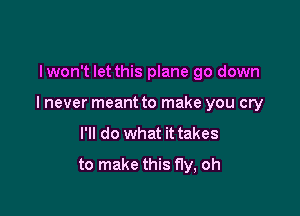 lwon't let this plane 90 down

I never meant to make you cry

I'll do what it takes
to make this fly, oh