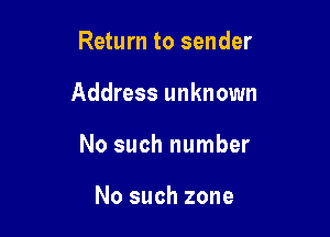Return to sender

Address unknown

No such number

No such zone